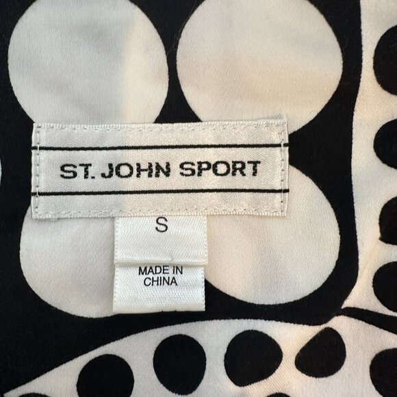 St. John Sport Belted Logo/Circle Print 3/4 Sleeve Shirt Dress Cotton Blend Sz S - Picture 15 of 16